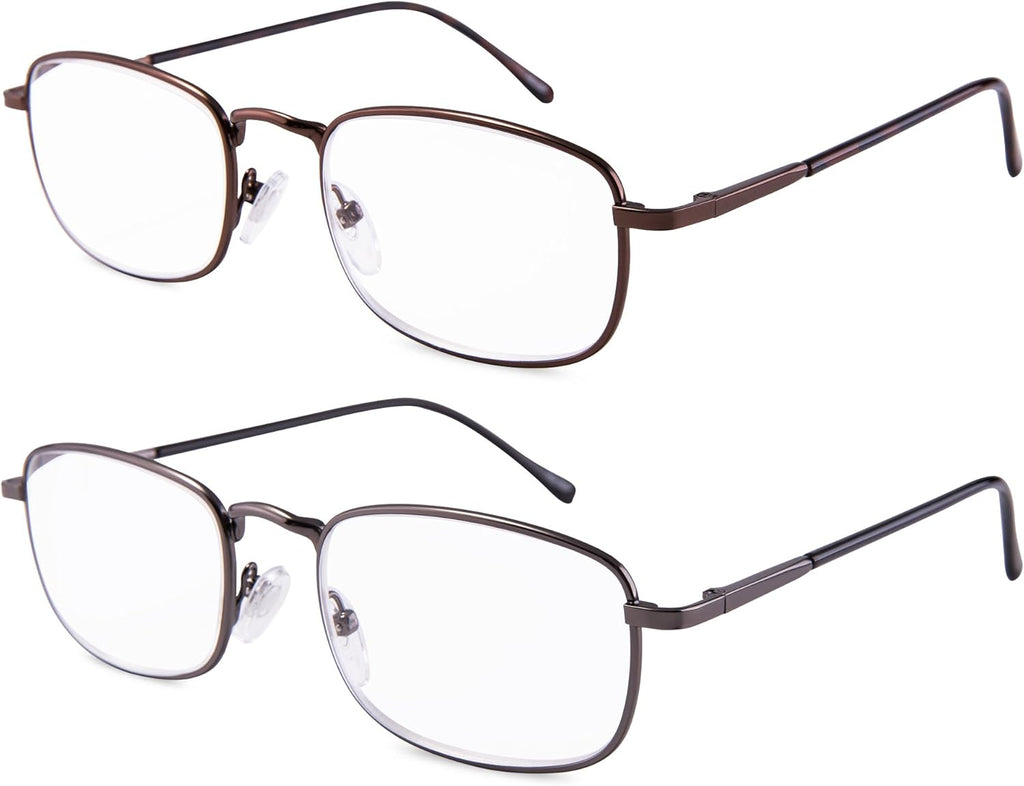 EYEGUARD 2 Pairs Spring Hinge Reading Glasses for Men Women Readers 1.00