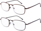EYEGUARD 2 Pairs Spring Hinge Reading Glasses for Men Women Readers 1.00