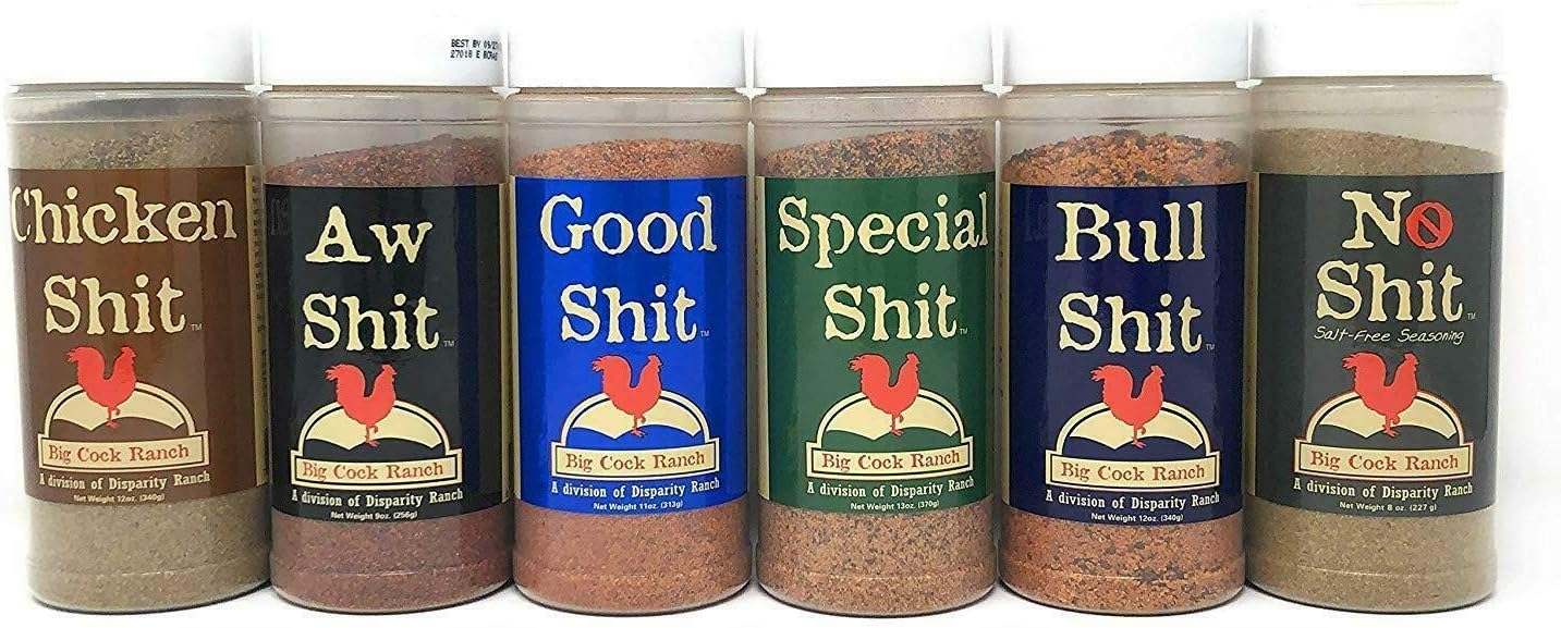 Big Cock Ranch Big 6 Sampler (Pack of 6 Seasonings with 1 each of Bull, Special, Good, Aw, Chicken, and No)