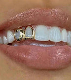 Gold Grills for Your Teeth Grillz for Women Teeth Men Gold Tooth Cap Grillz for Women Golden Tooth Jewelry Mouth Grills Men Hip Hop Outfits Custom Accessory Halloween Party