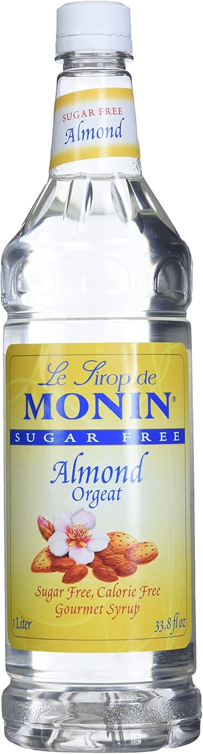 Monin - Sugar Free Almond Syrup, Subtle Sweetness with Rich Almond Flavor, Great for Lattes, Cappuccinos, & Unique Cocktails, Vegan, Non-GMO, Gluten-Free (1 Liter)