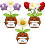 Wavwavw 3 Pcs Teacher Appreciation Gift Positive Flower Handmade Crochet Doll Thank You for Helping Me Grow Gift Teacher Appreciation Week Gifts for Women(Strawberry, Puff and Sunflower)