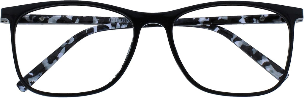 OPULIZE ARC Large Reading glasses for Women Men,Scratch Resistant Rectangular frame with Spring Hinges, Black With Hand Finished Translucent Pattern Arms +2.5 (Pack of 1)