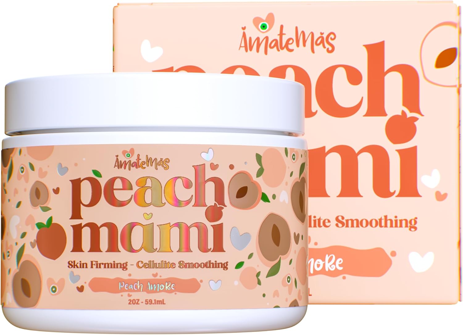Amatemas Peach Mami Firming Body Cream - Hydrating Saggy Skin Tightening Cream and Anti Cellulite Lotion for Legs, Thighs, Hips, Arms, Belly, Bum - Lightweight, Quick-Absorbing Formula - 2 Ounces