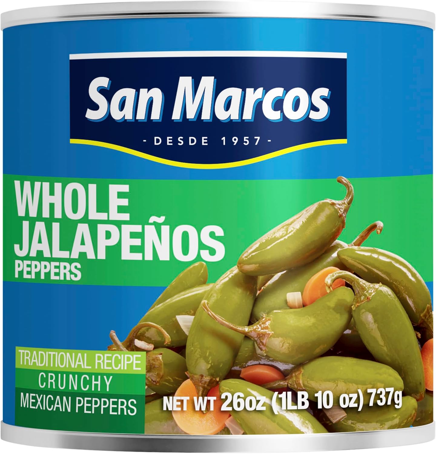 San Marcos Whole Jalapeno Peppers, 26 Ounce