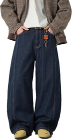 Baggy Hip Hop Jeans for Men Wide Leg Skater Denim Pants Casual Loose Fit Long Trousers