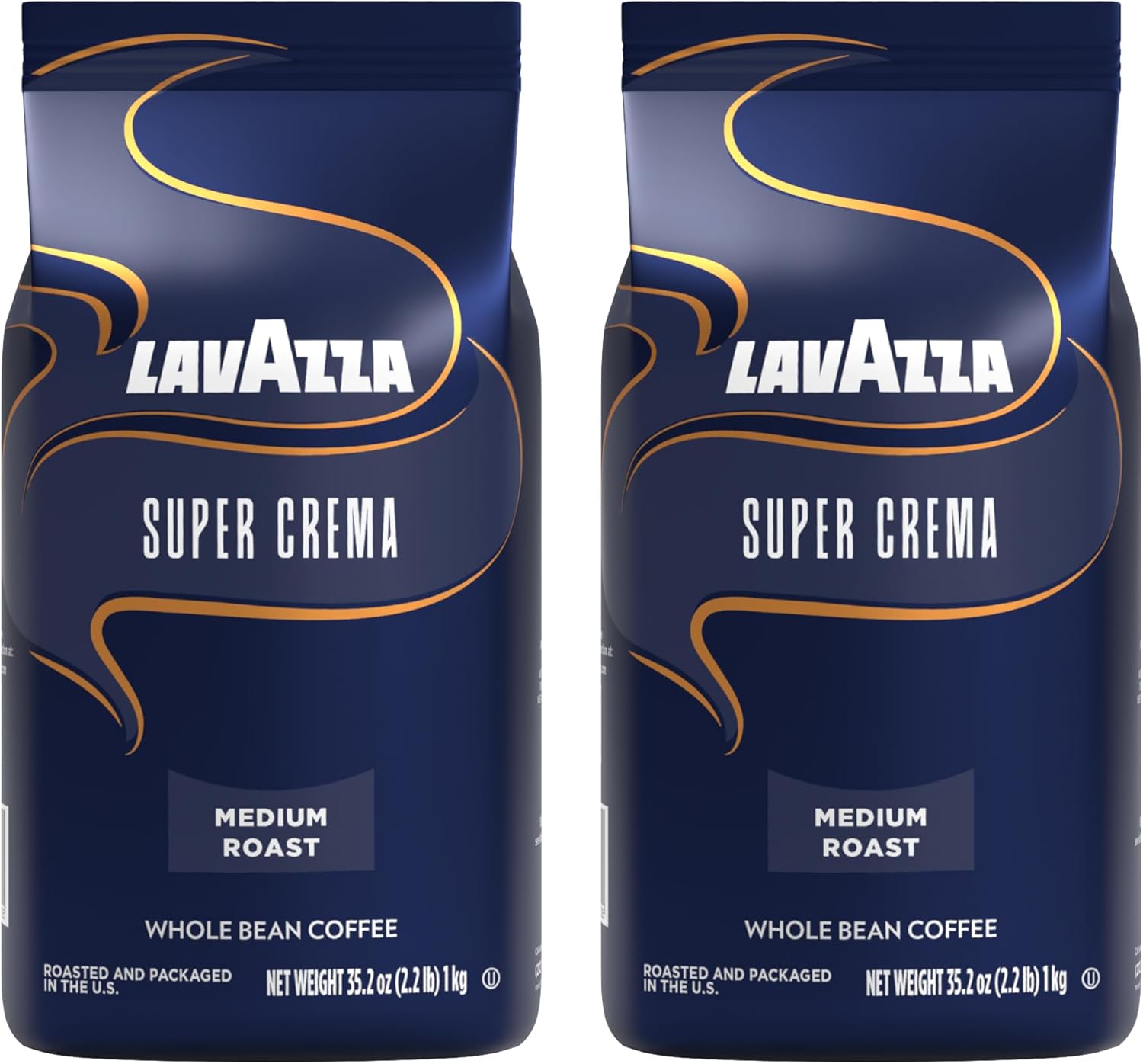 Lavazza Super Crema Espresso medium roast Whole Bean Coffee, 2.2-pound Bag 2-pack