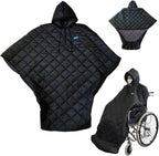 Waterproof Windproof Winter Wheelchair Full Body Warm Blanket, Lightweight Wheelchair Blanket with Zipper, Warmth Wheelchair Cloak poncho, Outdoor Fleece Lined Wheelchair Blanket for Adults with Hat(H