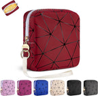 Period Bag for Teen Girls, PU Leather Sanitary Napkin Storage Bag, Menstrual Pad Bag Period Pouches Tampon Holder for Purse (Red)