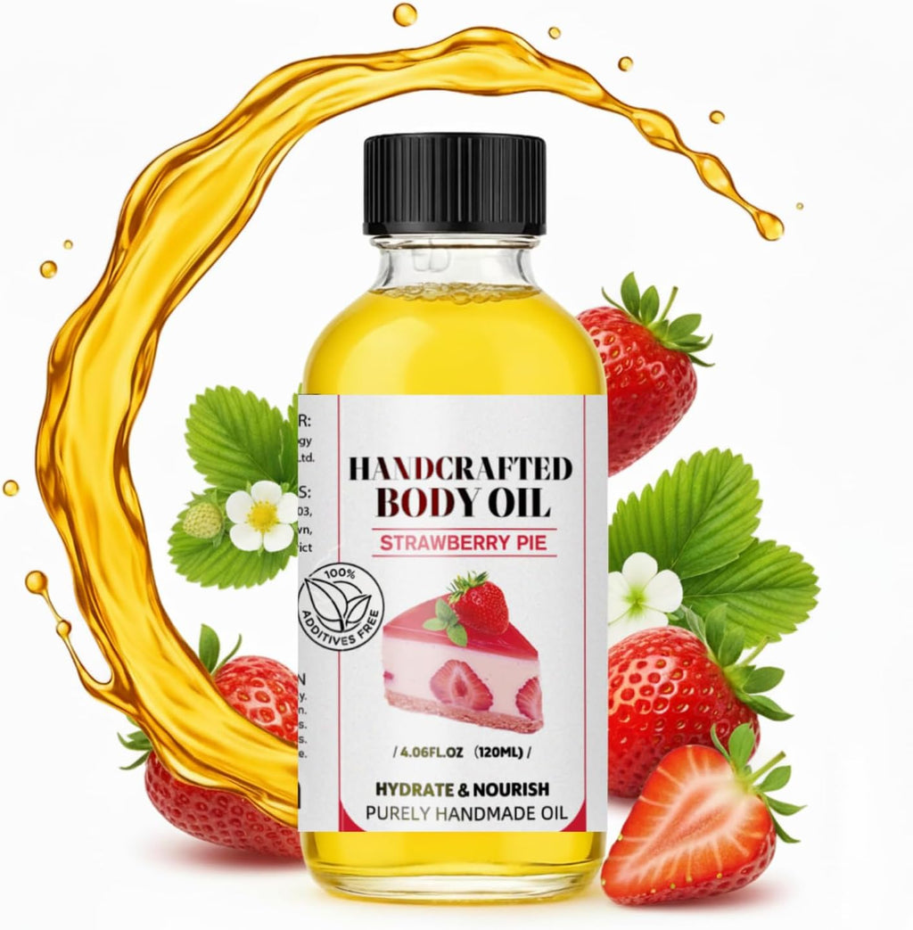 Strawberry Pie Body Oil 4.06 Fl Oz – Hydrating & Nourishing Natural Body Oil with Jojoba, Coconut & Almond Oils, Lightweight Moisturizer for Dry Skin & Massage