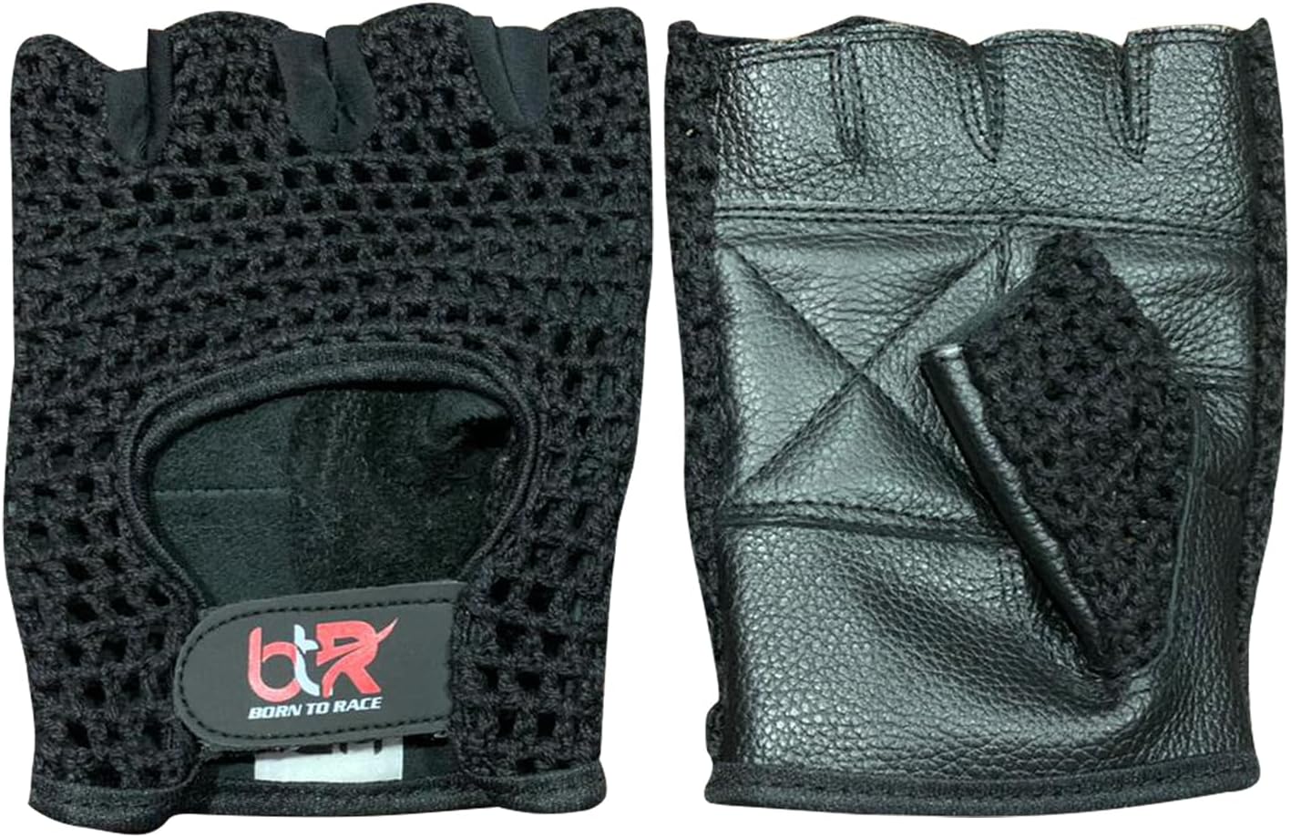 Chauffeur Driving Gloves Mesh Net Fingerless Cowhide Leather Palm Cotton Crochet Back Cycling, Wheelchair Gloves