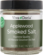 Viva Doria Applewood Smoked Sea Salt - Fine Grain, 5 Oz Glass Jar