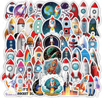 60 Pcs Rocket Stickers for Kids,Vinyl Cartoon Space Rocket Aerocraft Decals for Laptops,Space Aircraft Decoration DIY Scrapbook,guitar,phone,Luggage Wall Graffiti sticker collectors lovers...(Rockets)