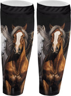 FUSRIRE Horse Leg Sleeve for Men Women Animal Print Leg Compression Sleeves Set of 2 Leg Warmers Covers Leg Compression Socks Calf Support Sleeves Sports Accessories
