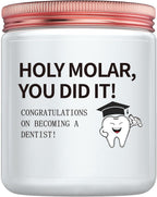 Funny Dentist Graduation Gift – Congratulations Candle for Dental School Graduation, New Dentist, Dental Student Gift, “Holy Molar, You Did It!”