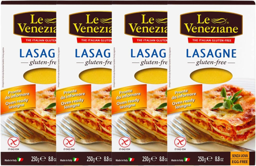 Lasagna Pasta Gluten Free 250g | Authentic Italian Pasta Sheets for Baking | Premium Quality Corn & Rice Blend | Non-GMO | Made in Italy [Pack of 4]