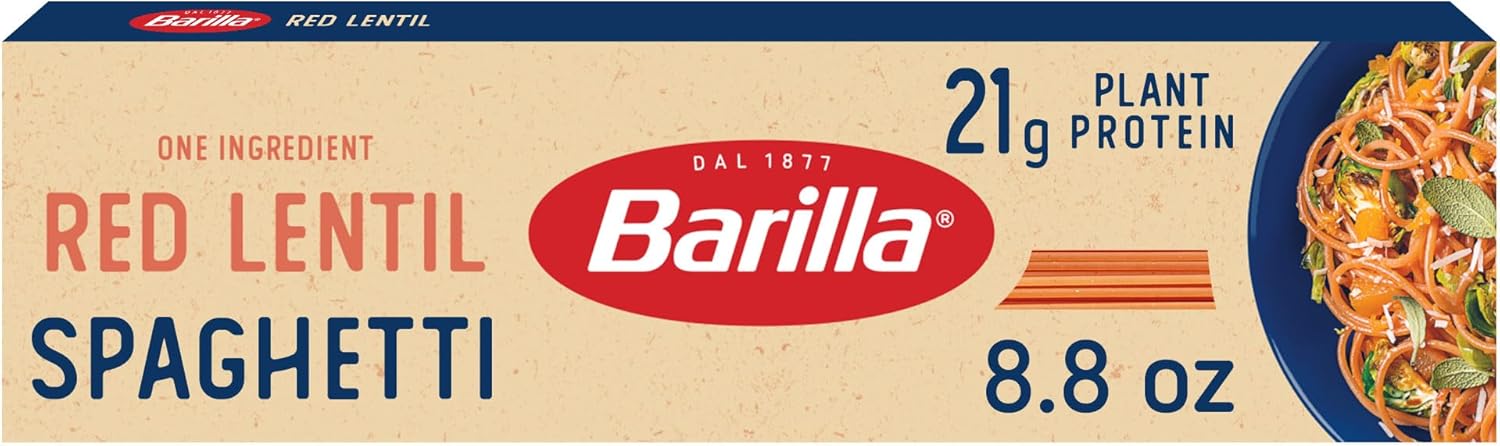 Barilla Red Lentil Spaghetti Pasta, 8.8 oz - Vegan, Gluten Free, Non GMO & Kosher - Made with Plant Based Protein