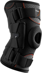 Hinged Knee Brace for Knee Pain, Meniscus Tear Knee Support with Side Stabilizers for Men and Women Patella Knee Brace for Arthritis Pain Running Working Out Black (Large)