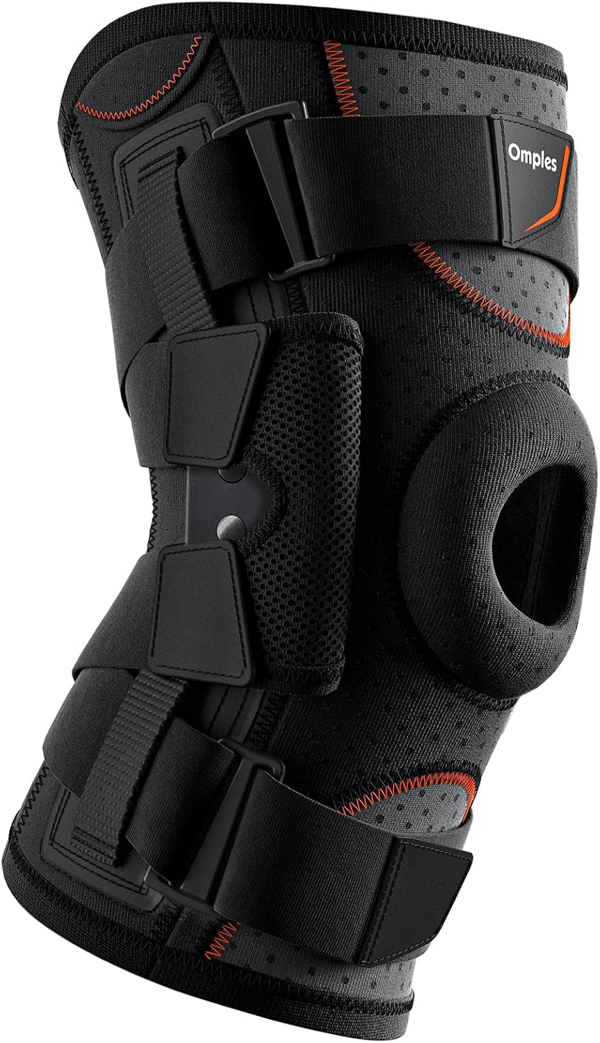 Hinged Knee Brace for Knee Pain, Meniscus Tear Knee Support with Side Stabilizers for Men and Women Patella Knee Brace for Arthritis Pain Running Working Out Black (Large)