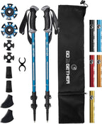G2 GO2GETHER Aluminum Trekking Poles - Quick Adjustable Locks, Comfort Handle, Padded Strap, Snow Baskets - Walking Sticks Suitable for Hiking, Walking
