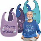 Zhanmai 4 Pcs Funny Adult Bibs for Women Elderly Men Adjustable Washable Dining Clothing Protectors Gifts for Eating Feeding
