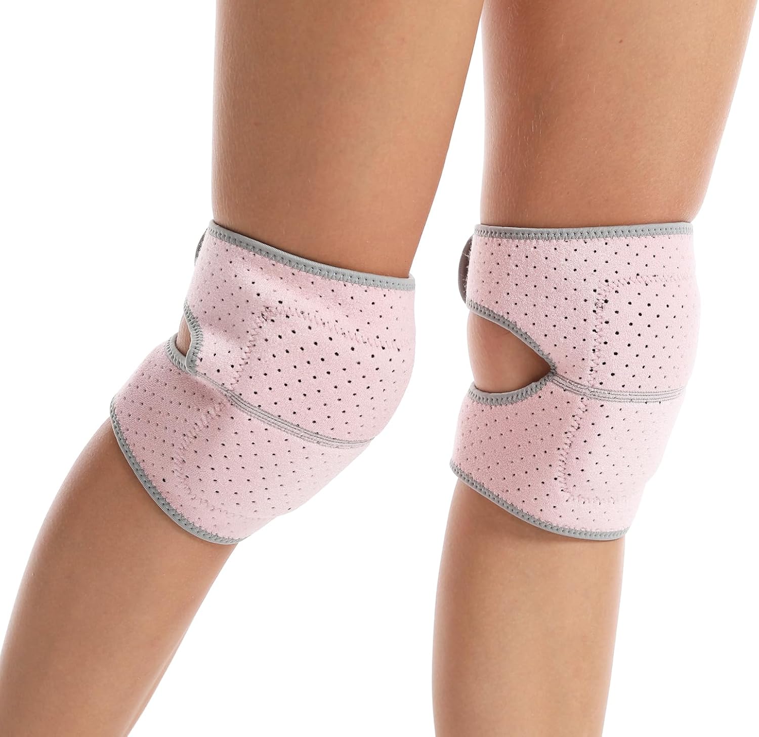 SUJAYU Soft Dance Knee Pads for Kids Women Men, Volleyball Knee Pads for Women Men Wrestling Gear, Knee Protector Crash Pad Snowboarding Gear with Adjustable Bands (Pink, Large)