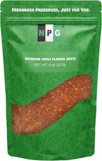 NPG Authentic Sichuan Chili Flakes 8 Ounce, Extra Hot, Szechuan Crushed Red Pepper Flake Bulk, Essential Spice Seasoning for Making Kimchi, Chili Oil, Stir-fry, Pizza, Salads, and Tacos