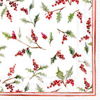 IHR Ideal Home Range Cocktail Napkins Disposable 3-Ply Paper Party Napkin Pack, 5" x 5", Christmas Ilex Berries, 20-Count