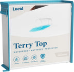 LUCID Premium Waterproof Mattress Protector, King Size – Fitted Sheet Style, Machine Washable – Cotton Terry Top Cover – Dorm Room Essential – White