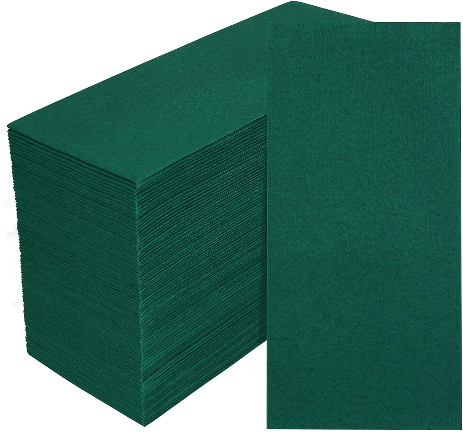 100 Pack Dark Green Paper Napkins, Disposable Linen Feel Guest Towels Cloth Like Hand Towels, Soft, Absorbent, Paper Hand Napkins for Christmas, Bathroom, Parties, Weddings, Dinners - 12" x 17"