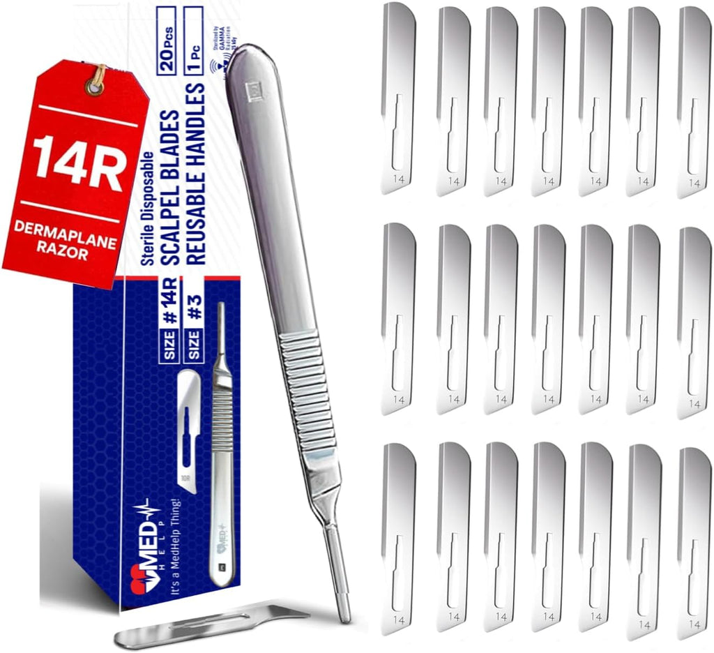 14R Blades Dermaplaning Scalpels with Dermaplane Handle, Pack of 21 Dermaplane Razor for Women Face with Stainless Steel Scalpel Handle 3 - Dermaplaning Tool for Face