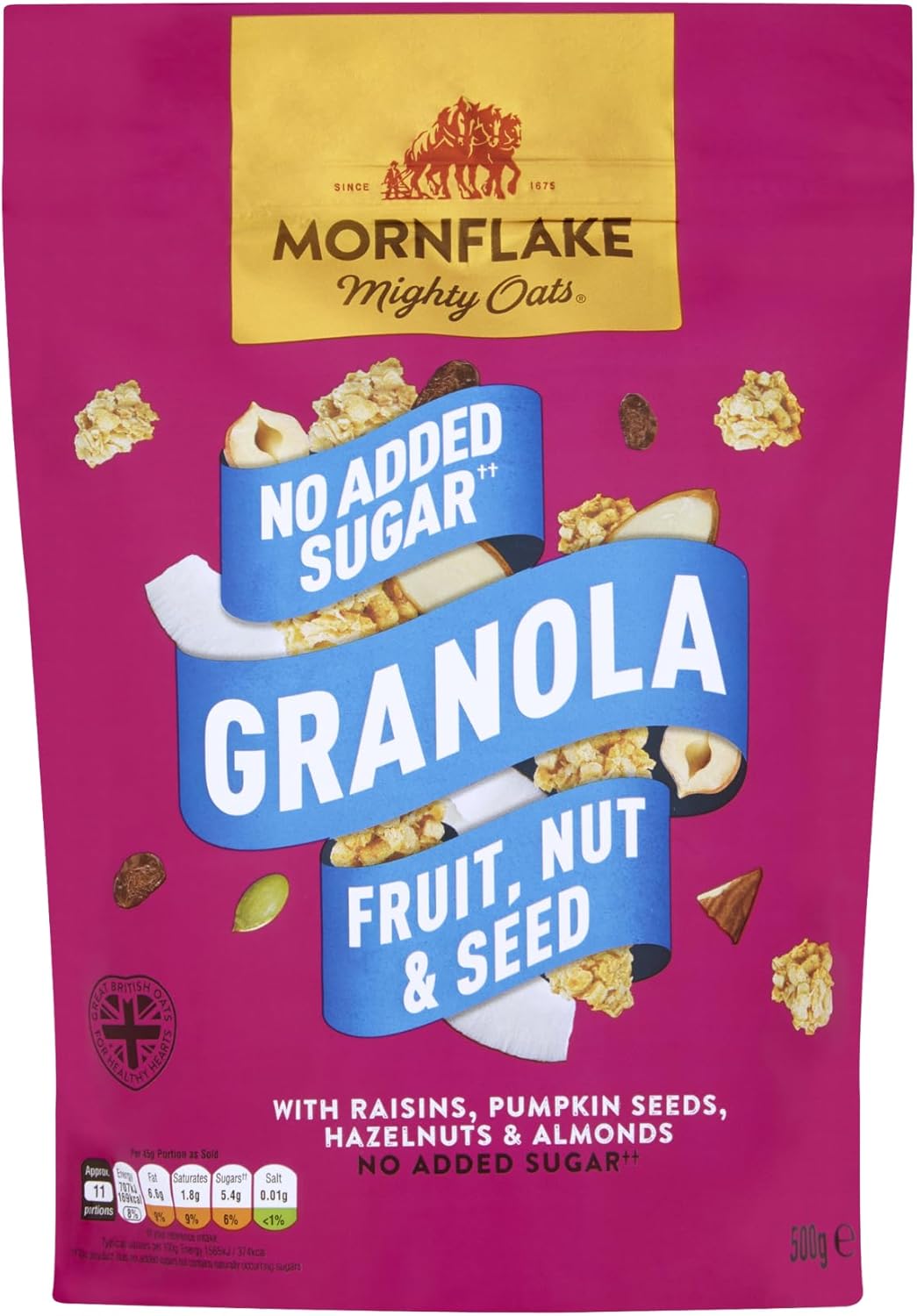 Mornflake Fruit, Nut & Seed Oatbran Granola Pouch 500g - 6 Pack