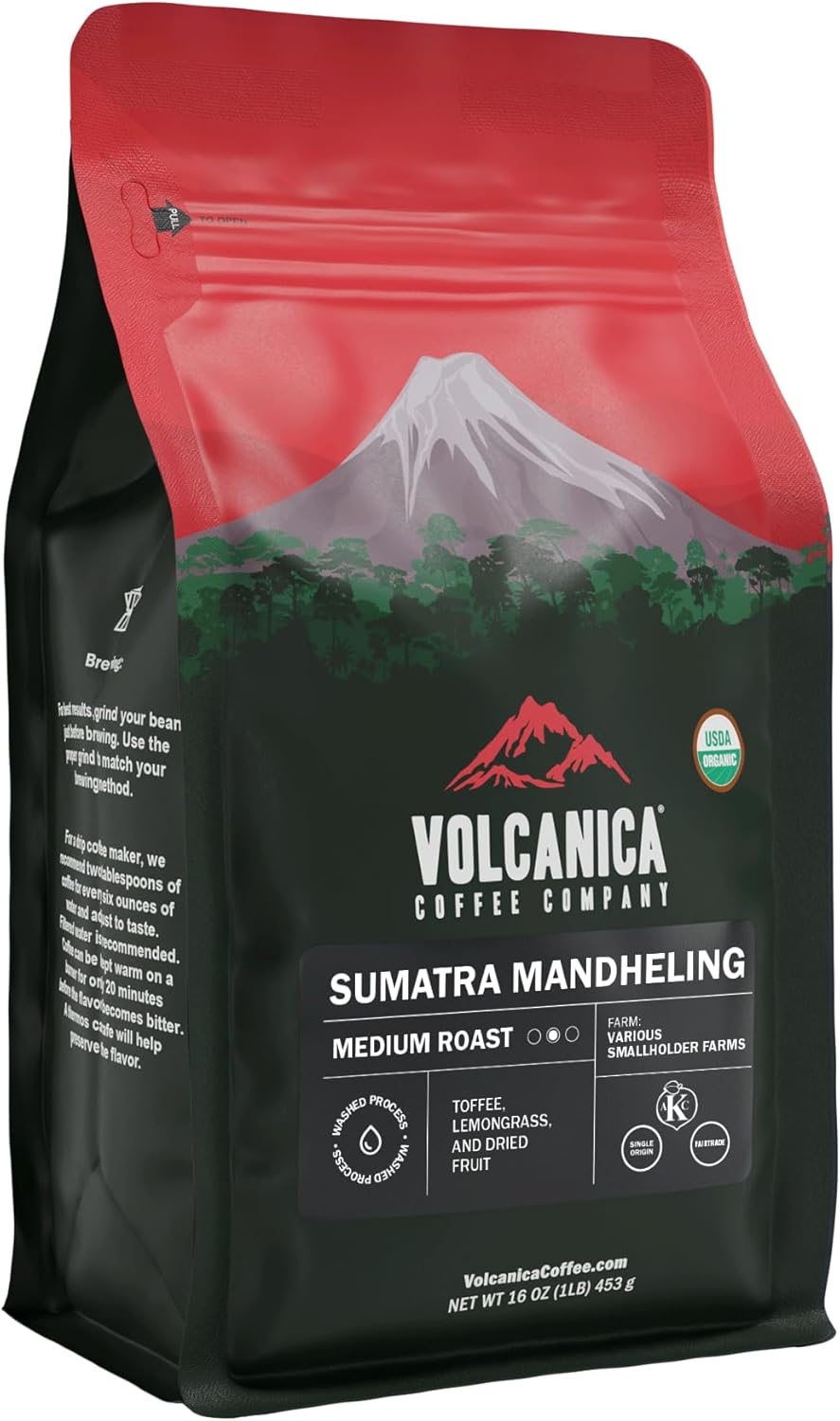 Sumatran Coffee, Mandheling, Ground, USDA Organic, Fair Trade, Fresh Roasted, 16-ounce