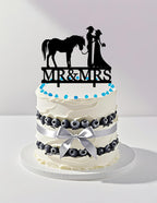 Cowboy and Cowgirl wedding cake topper Horse Wedding Cake Topper Farmer wedding cake topper Country Themed Cake Decor for Anniversary Bridal Shower Party