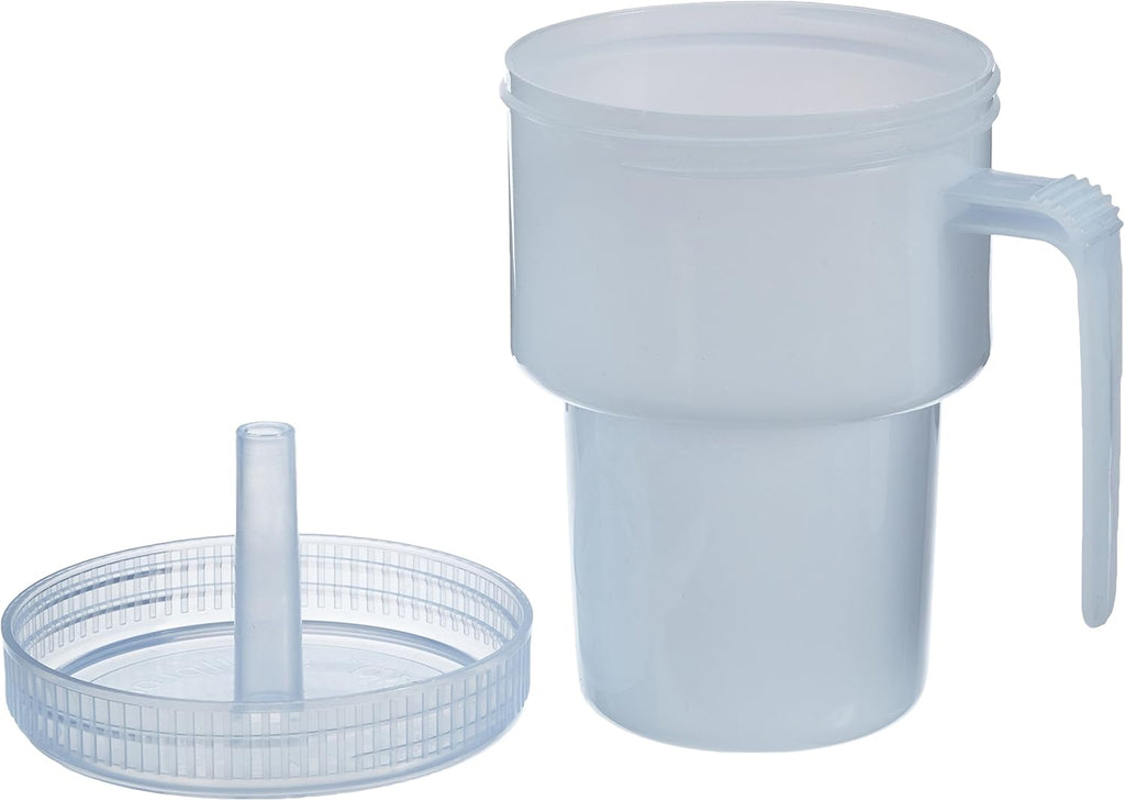 HOMECRAFT Kennedy Cup, Spillproof Adult Sippy Cup with Handle & Secure Lid, 7 oz. No Spill Cups for Hot & Cold Liquids Lying Down, Daily Living Glasses for Disabled,Elderly, Blue (Pack of 1)