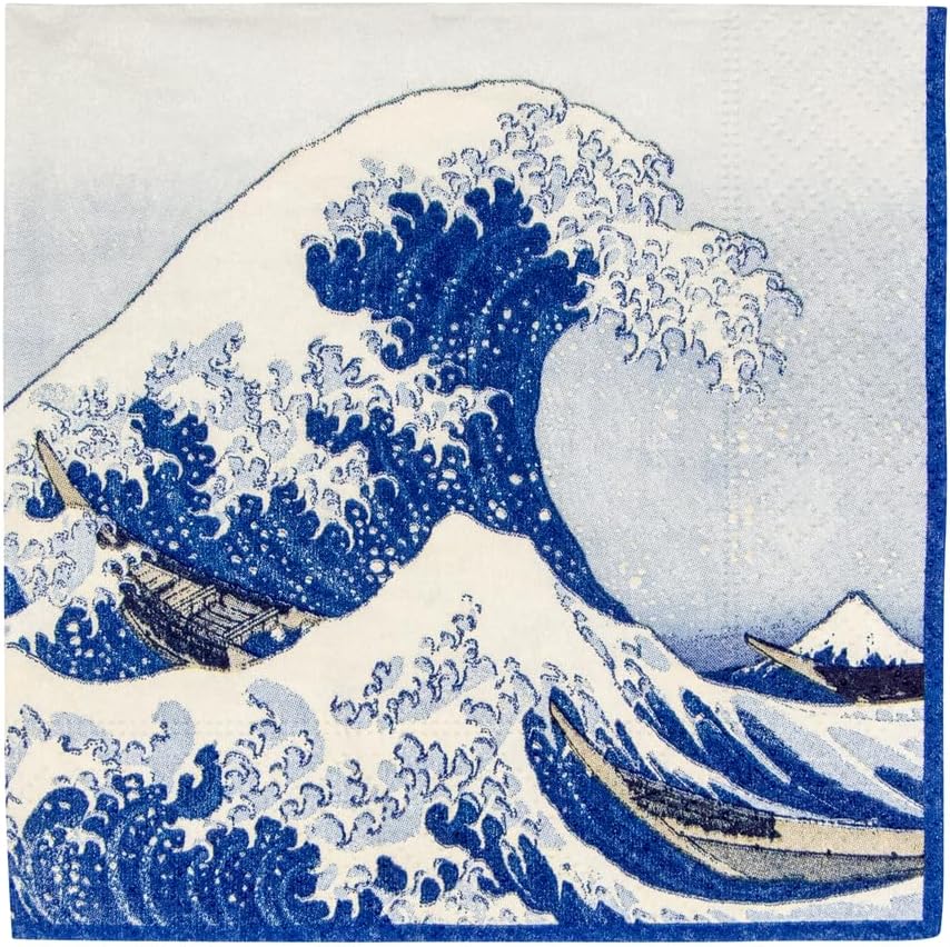 Caspari The Great Wave Paper Luncheon Napkins in Blue, 20 Per Package