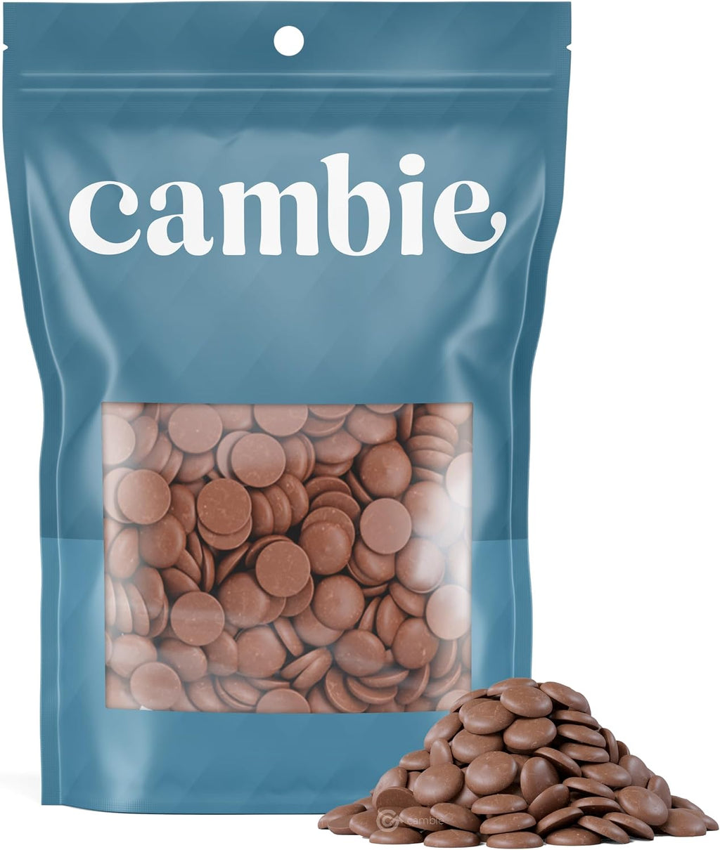 Cambie Melting Chocolate Candy Melts - 2 Pounds of Milk Chocolate Melts Used for Dipping, Baking & Toppings - Premium Quality Chocolate Wafers for Homemade Desserts