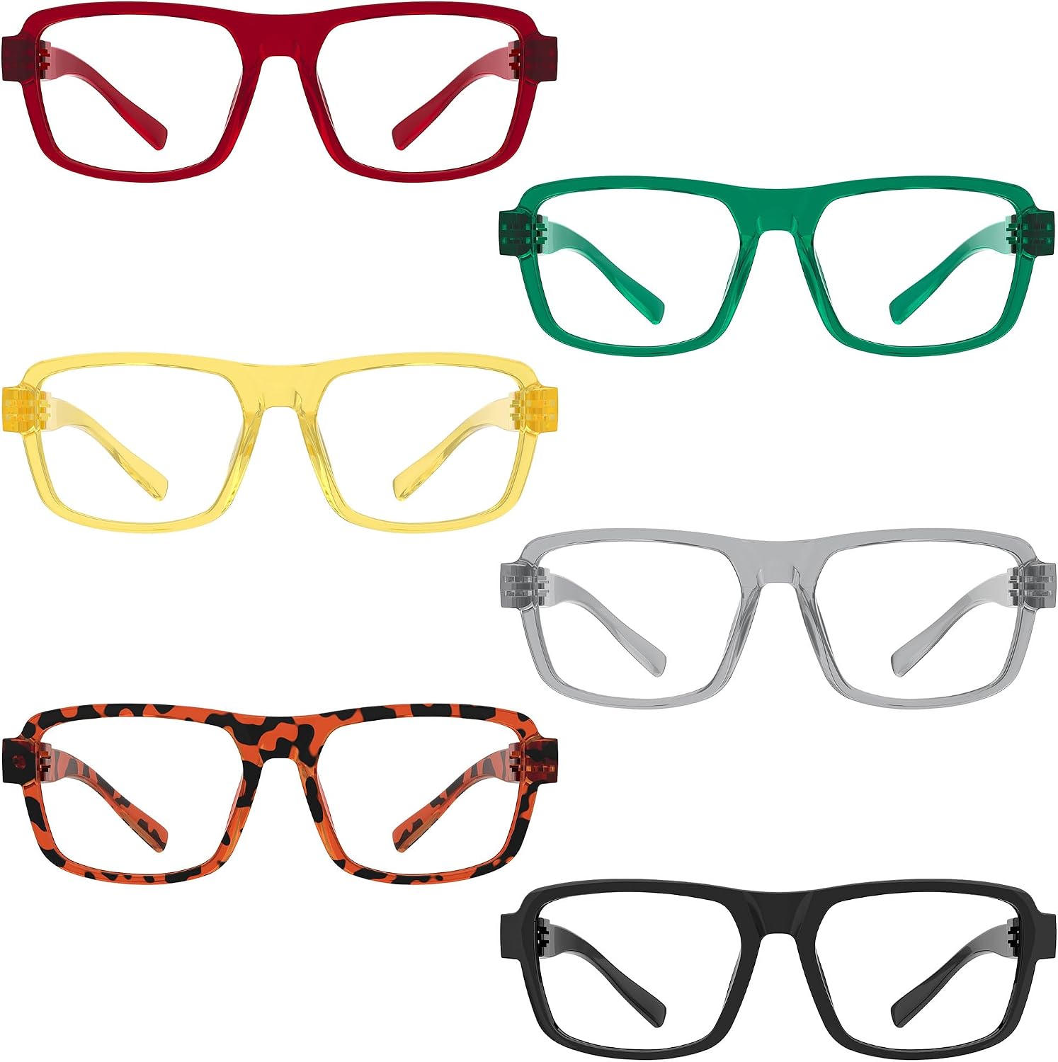 Eyekepper 6 Pack Metalless Reading Glasses - Screwless Spring Hinges, Large Frame Readers for Women and Men +0.50