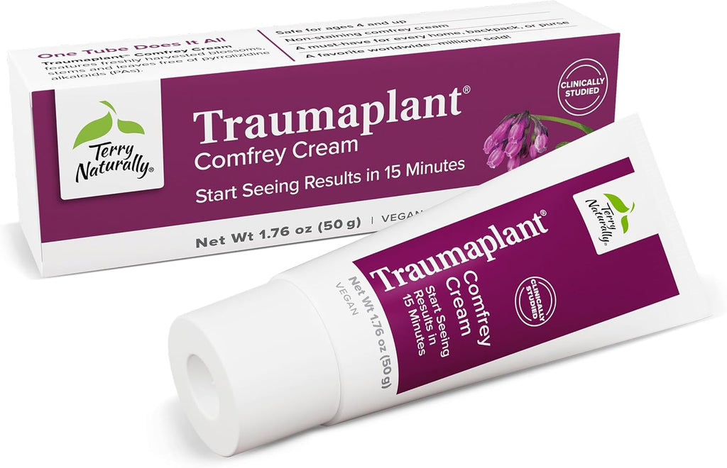 Terry Naturally Traumaplant Comfrey Cream - 1.76 oz (50 g) - Non-Staining Topical Botanical, Free of Toxic Pyrrolizidine Alkaloids (PAs) & Parabens - for External Use Only