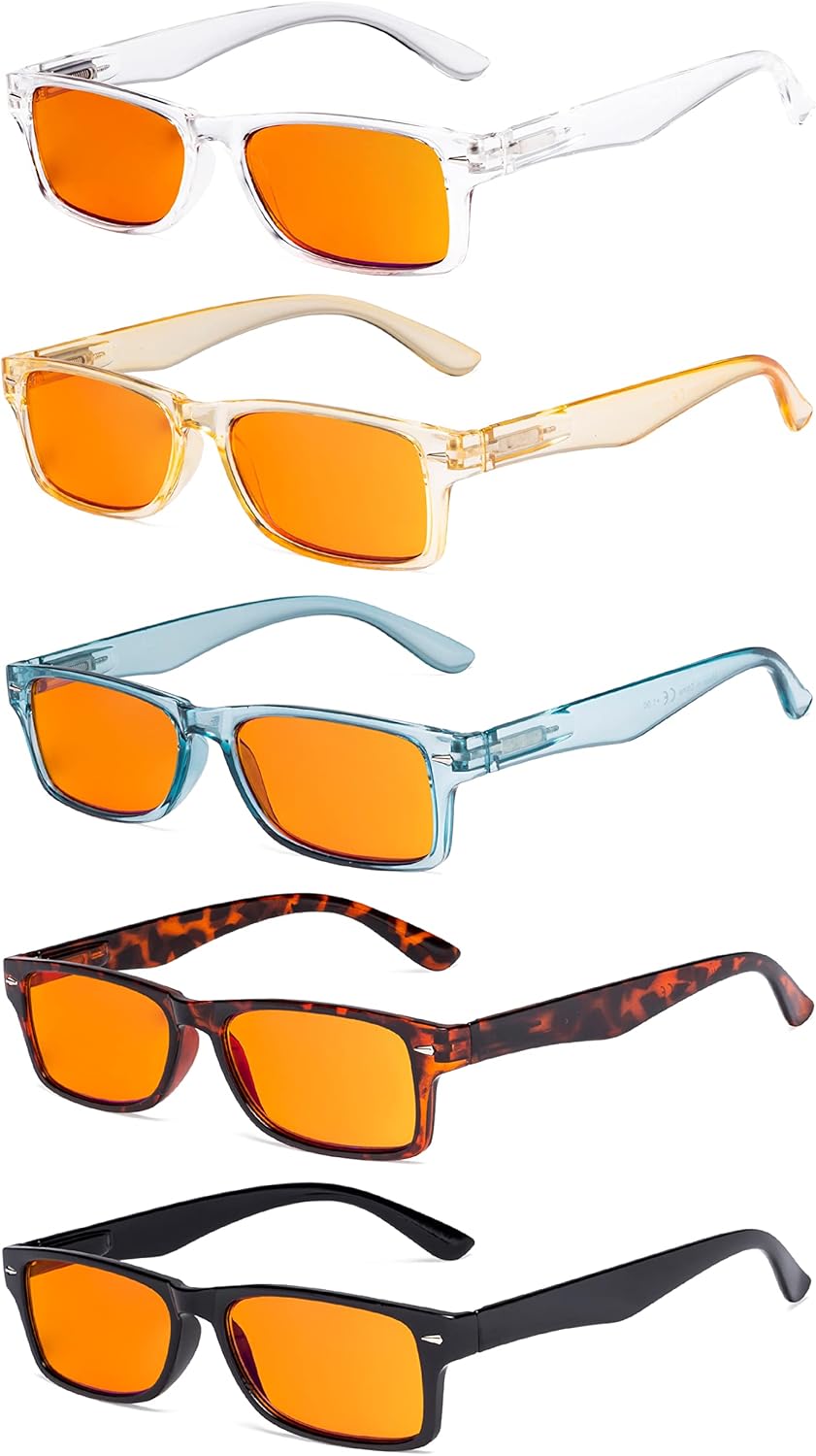 Eyekepper 5-Pack Patterned Reading Glasses Spring Hinges Rectangular Reader Eyeglasses for Women Reading