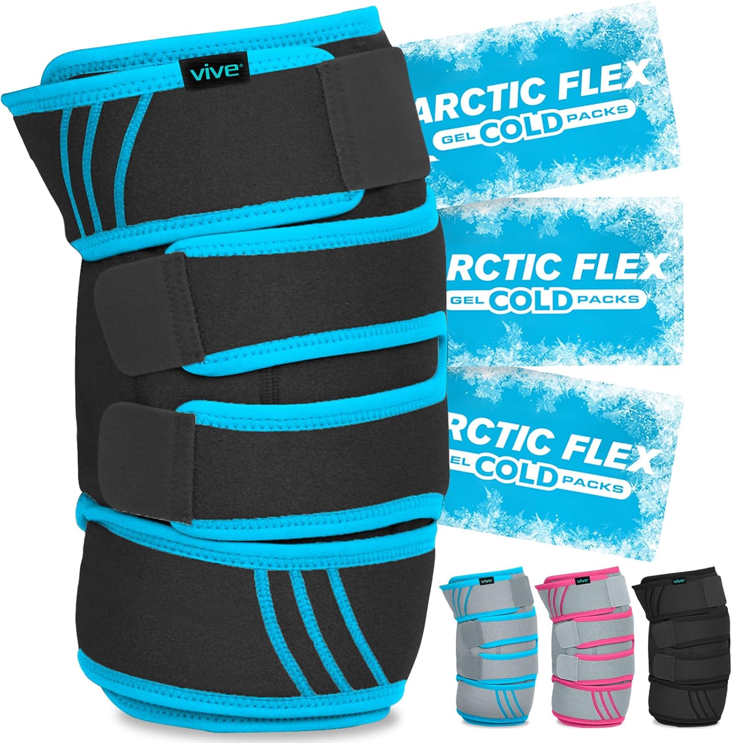Vive Knee Ice Pack Wrap - Cold/Hot Gel Compression Brace - Heat Support Strap for Arthritis Pain, Tendonitis, ACL, Athletic Injury, Osteoarthritis, Women, Men, Running, Meniscus and Patella Surgery