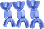 Annhua 3 Sizes Dental Impression Tray for Adults/Children, 6 PCS Perforated Disposable Teeth Impression Trays Upper and Lower (Blue)