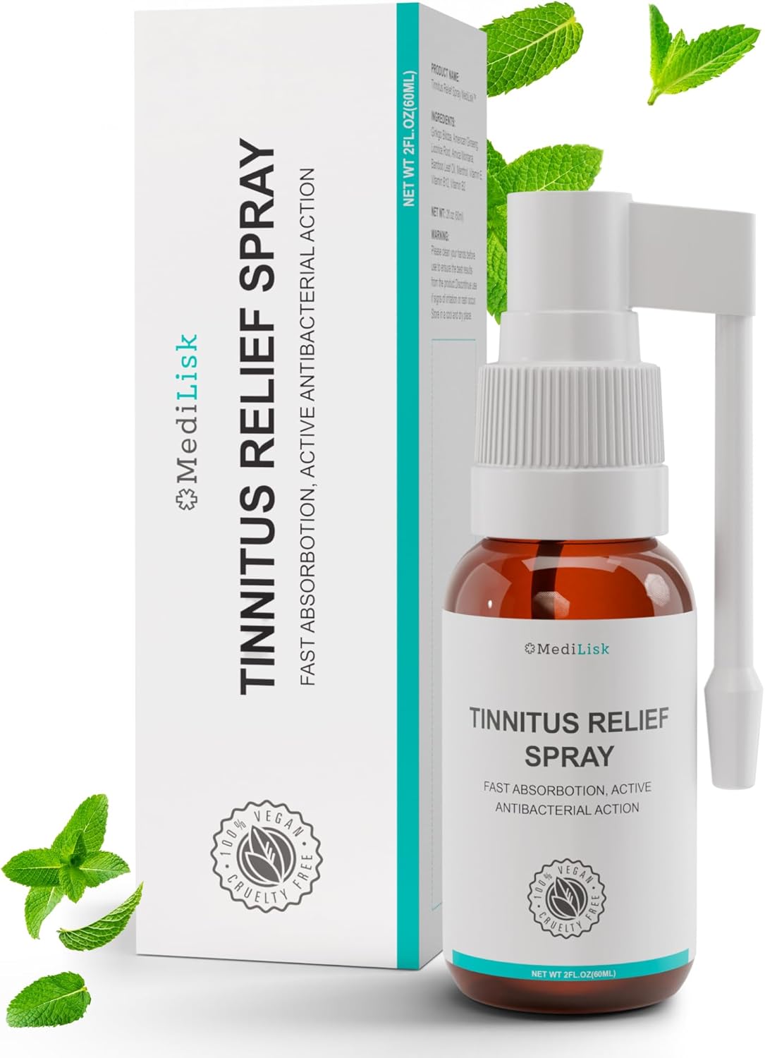 Medilisk Tinnitus Relief Spray – Supports Tinnitus Relief for Ringing Ears – Herbal Ear Care Products – Non-Steroidal & Hypoallergenic – 1 Fl Oz – Pack of 1