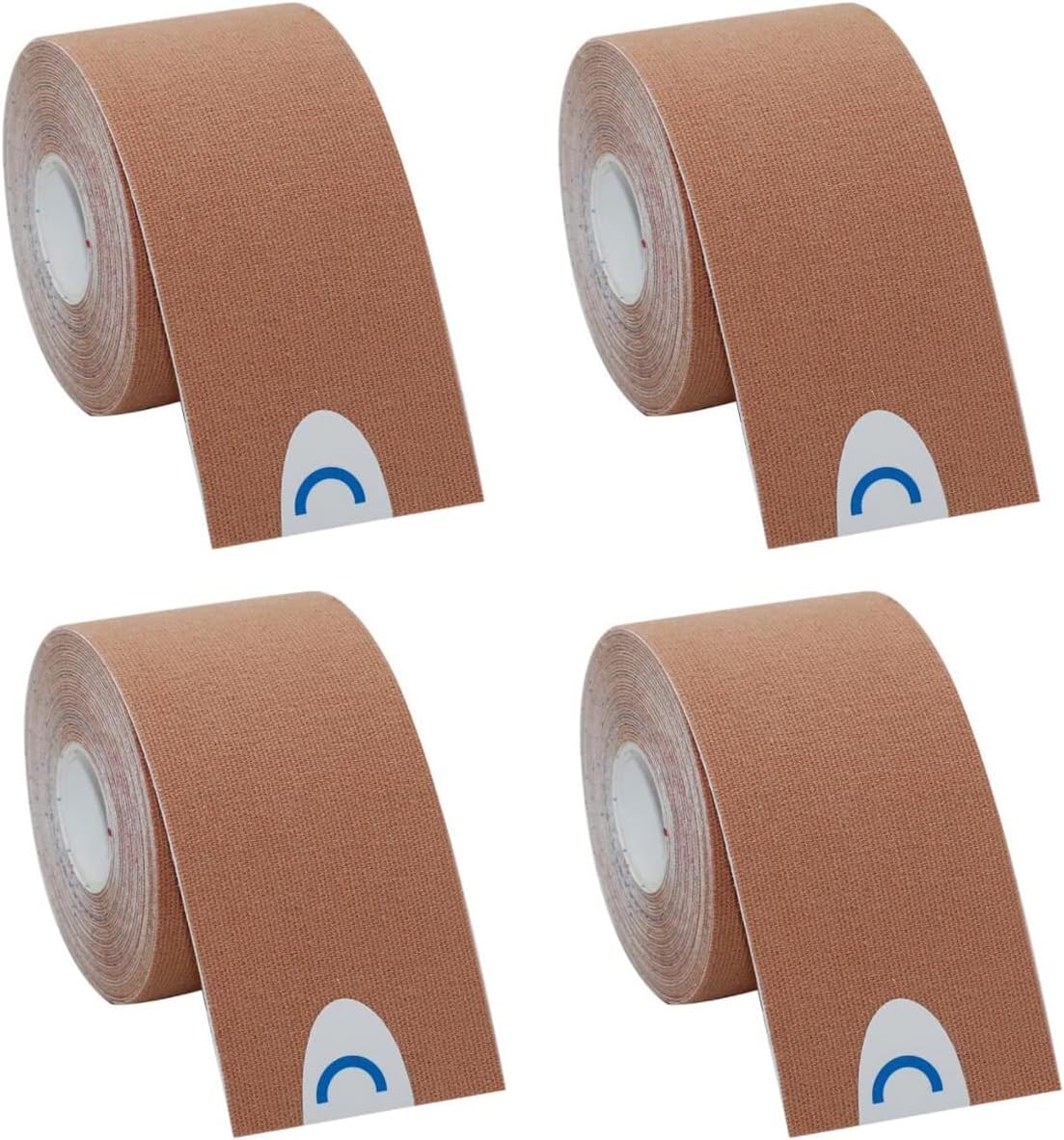 OBTANIM 4 Rolls Waterproof Breathable Kinesiology Tape, Athletic Elastic Kneepad Muscle Pain Relief Knee Taping for Gym Fitness Running Tennis Swimming Football (Skin)