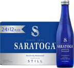 Saratoga Spring Water Bottles, 24 Pack – Still Bottled Water - Glass Bottles - 12 Fl Oz