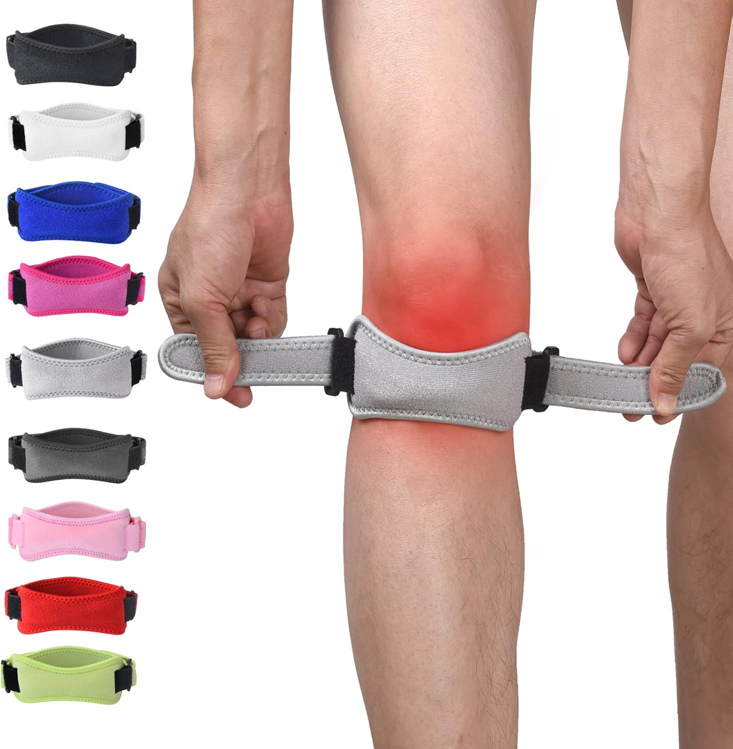 Patella Tendon Knee Strap, Knee Pain Relief for Torn Meniscus ACL MCL Arthritis Tendonitis, Knee Brace Support for Working Out Weightlifting Squats Running Jumpers Tennis. （2 Pack）