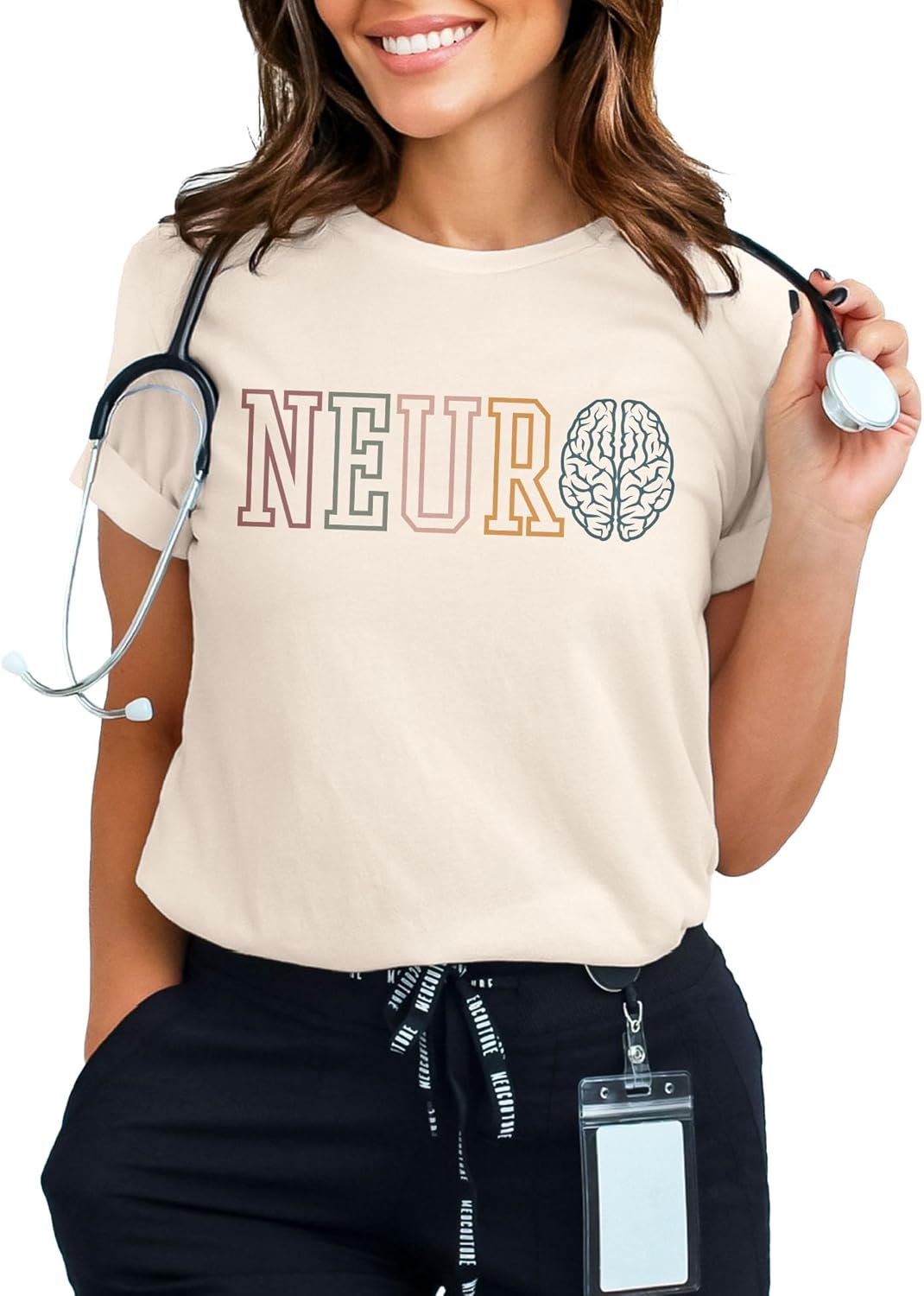 Retro Neuro Department Brain Shirt, Varsity Style Nurse Gift, Neurology Matching Staff Shirts, Nurses, Doctors Appreciation Week T-Shirt, Unisex Short Sleeve Tee Natural
