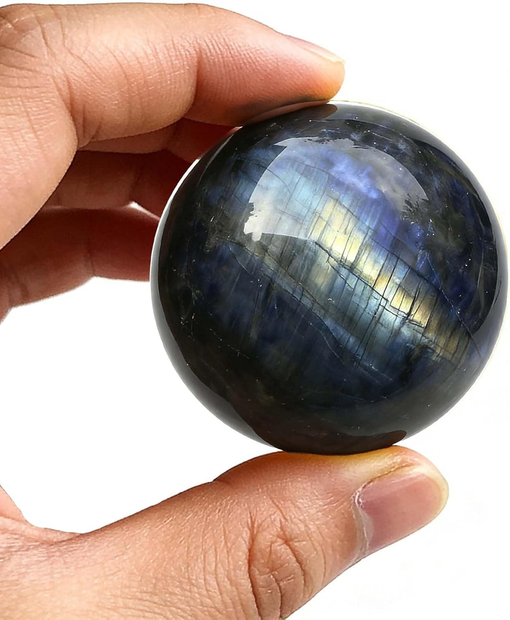 AierCrystal Natural Stone Crystal Sphere Feng Shui Home Decoration Ball Positive Energy Scrying Orb for Meditation Tool for Spiritual Space Purification Globe Diameter 4-5cm Labradorite Sphere