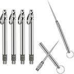 4 Pieces Portable Titanium Toothpick, Premium Grade Metal Toothpicks with Protective Holder Pocket Toothpicks with Key Ring Toothpick for Outdoor Picnic and Camping