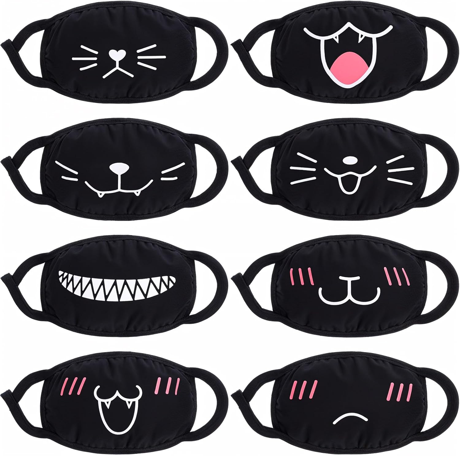 Cute Cat Face Mask, Kawaii Cotton Mouth Masks Reusable Washable Face Mask Anti-Dust Anime Masks for Women Men